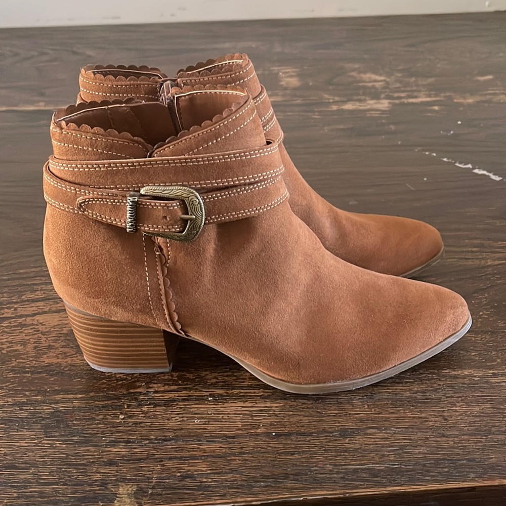 Tan Booties, memory foam
